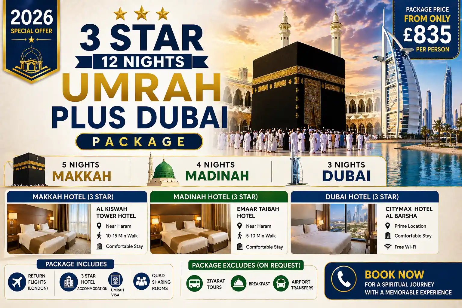 3 Star 12 Nights Umrah Plus Dubai Holiday Package 1